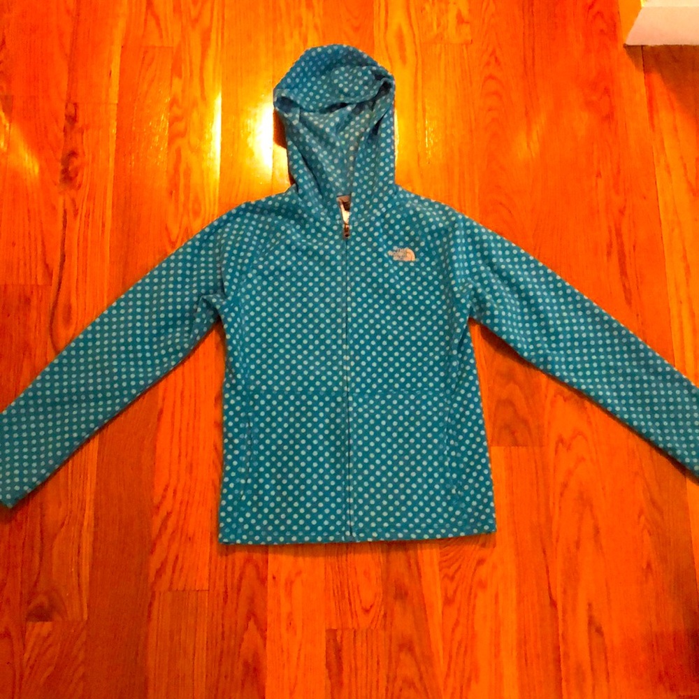 Girls blue north face zip up hoodie